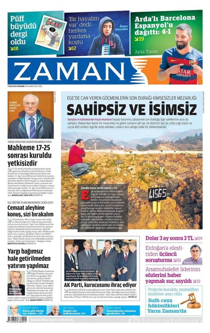 Günün gazete manşetleri - 7 Ocak 2016