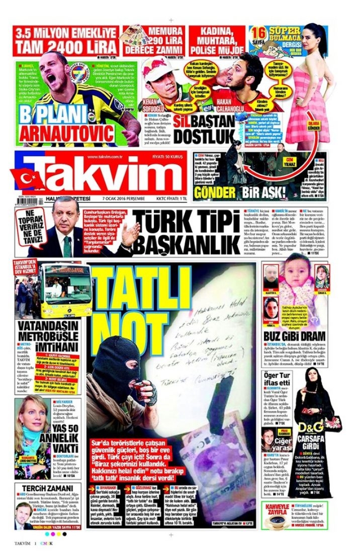 Günün gazete manşetleri - 7 Ocak 2016