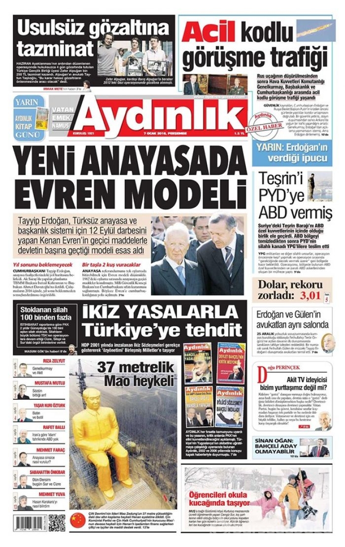 Günün gazete manşetleri - 7 Ocak 2016