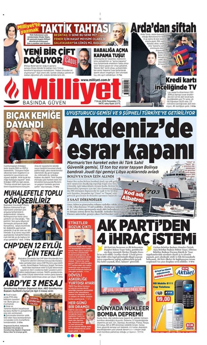 Günün gazete manşetleri - 7 Ocak 2016