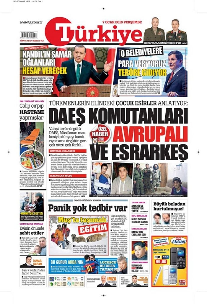 Günün gazete manşetleri - 7 Ocak 2016