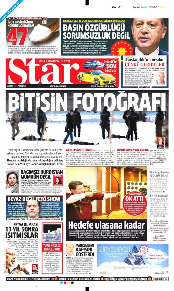 Gazete manşetleri (11 Ocak 2016)
