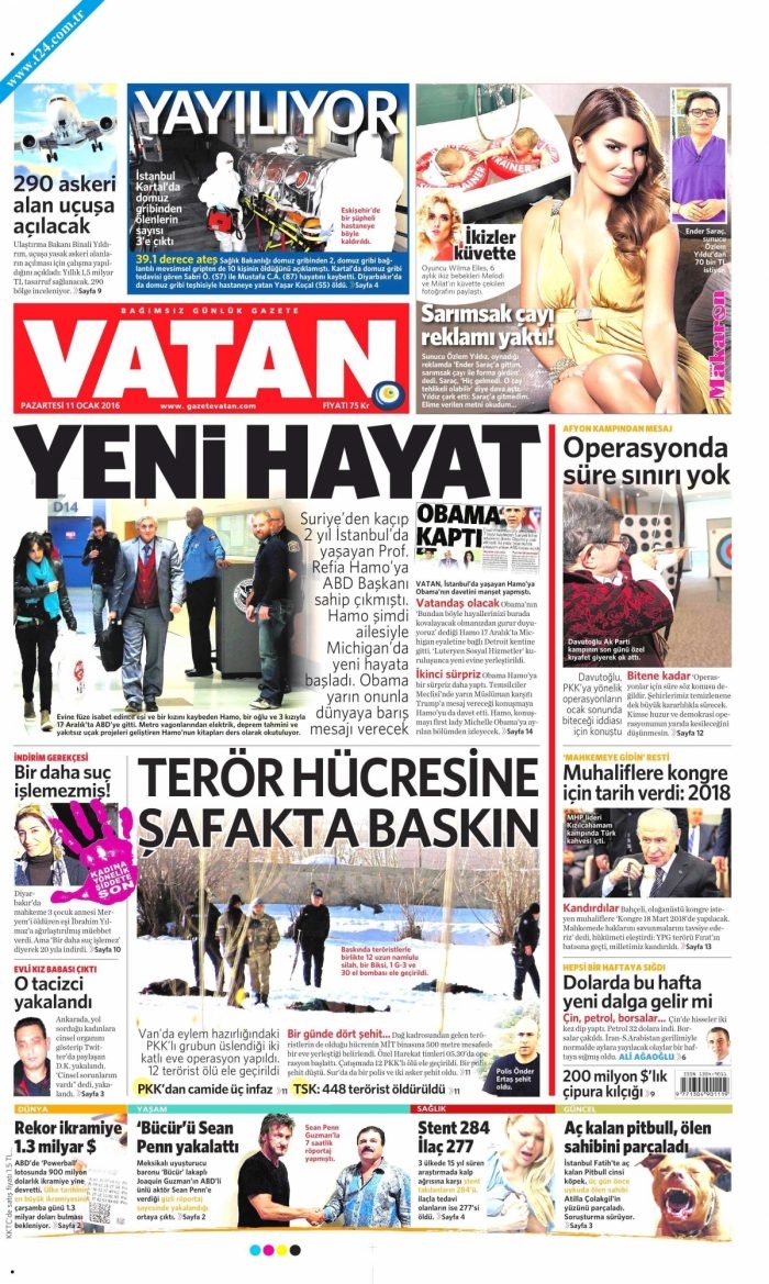 Gazete manşetleri (11 Ocak 2016)