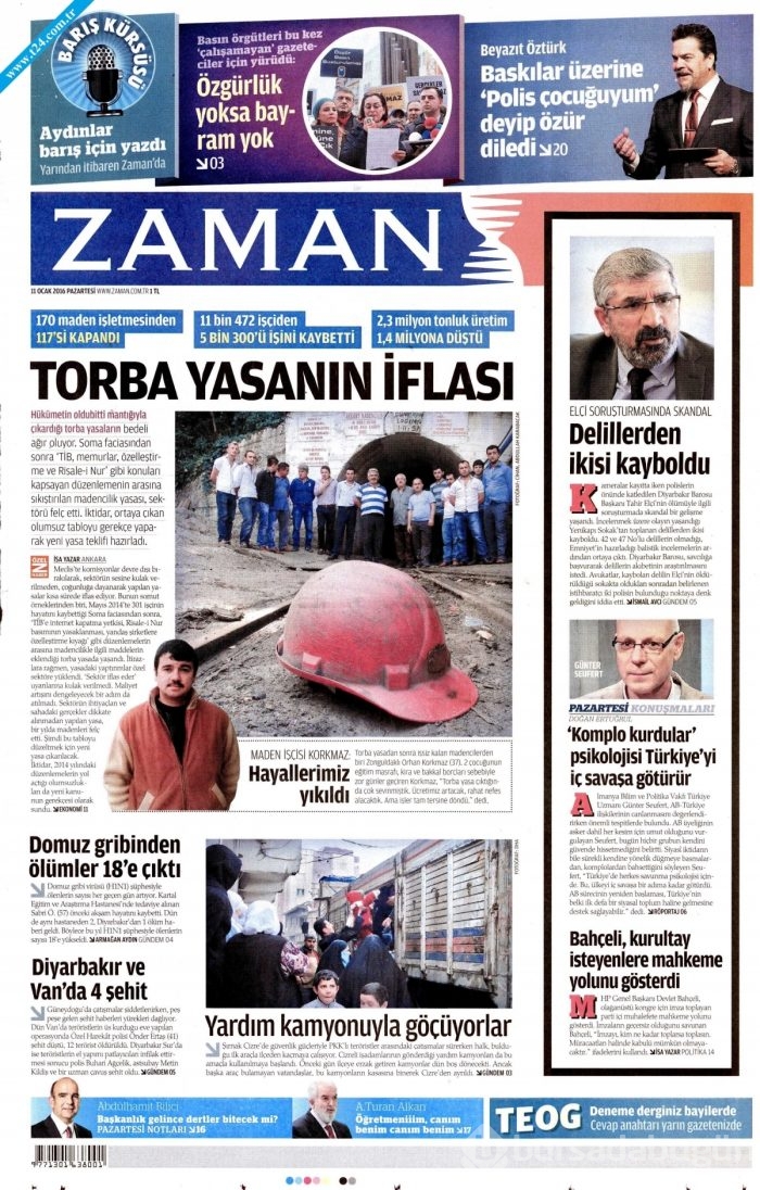 Gazete manşetleri (11 Ocak 2016)