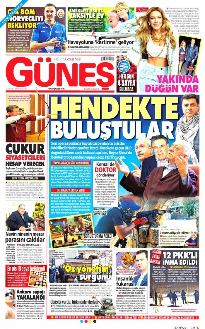 Gazete manşetleri (11 Ocak 2016)