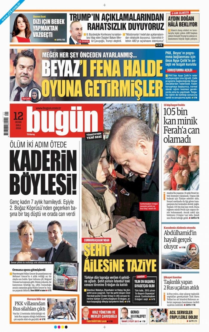 Gazete manşetleri (12 Ocak 2016)