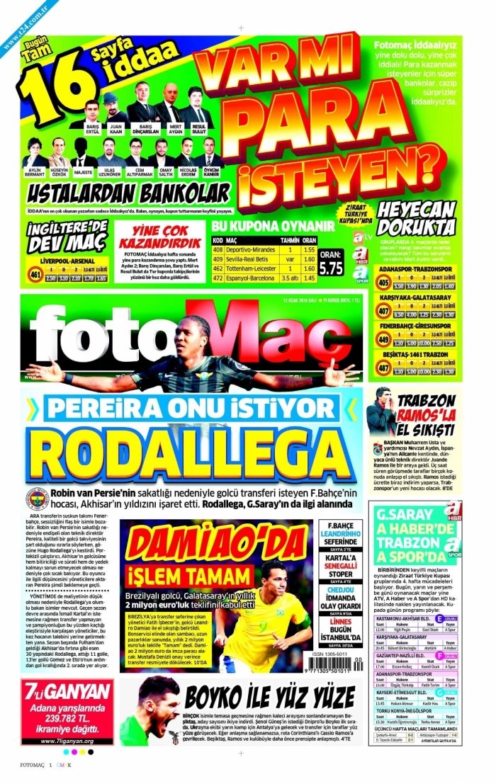 Gazete manşetleri (12 Ocak 2016)