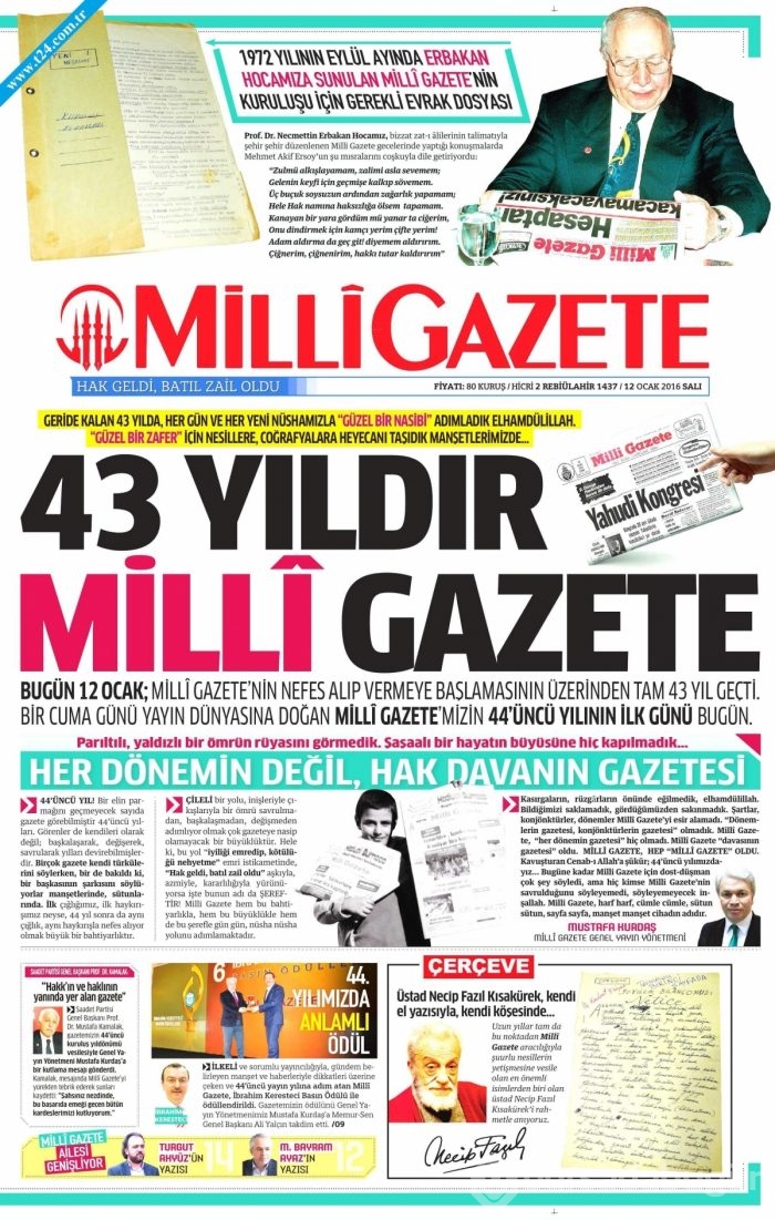 Gazete manşetleri (12 Ocak 2016)