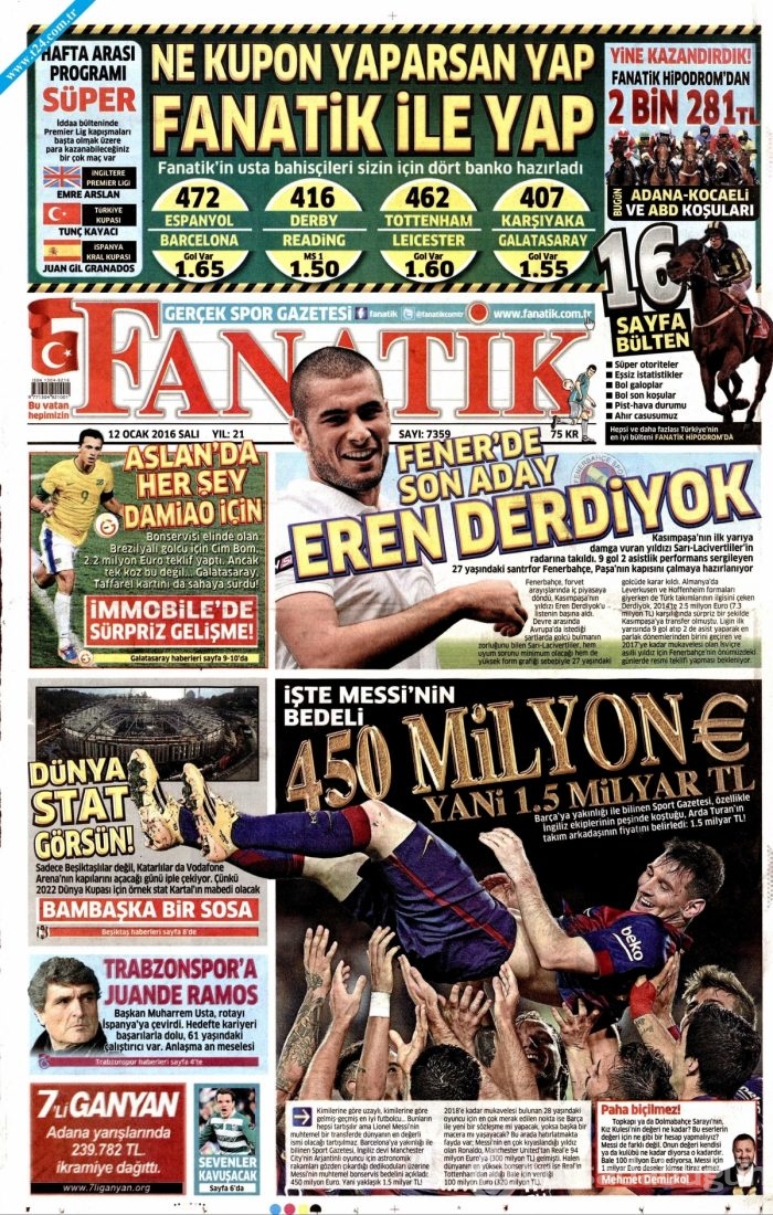 Gazete manşetleri (12 Ocak 2016)