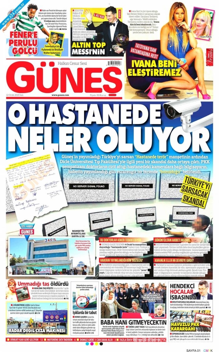 Gazete manşetleri (12 Ocak 2016)