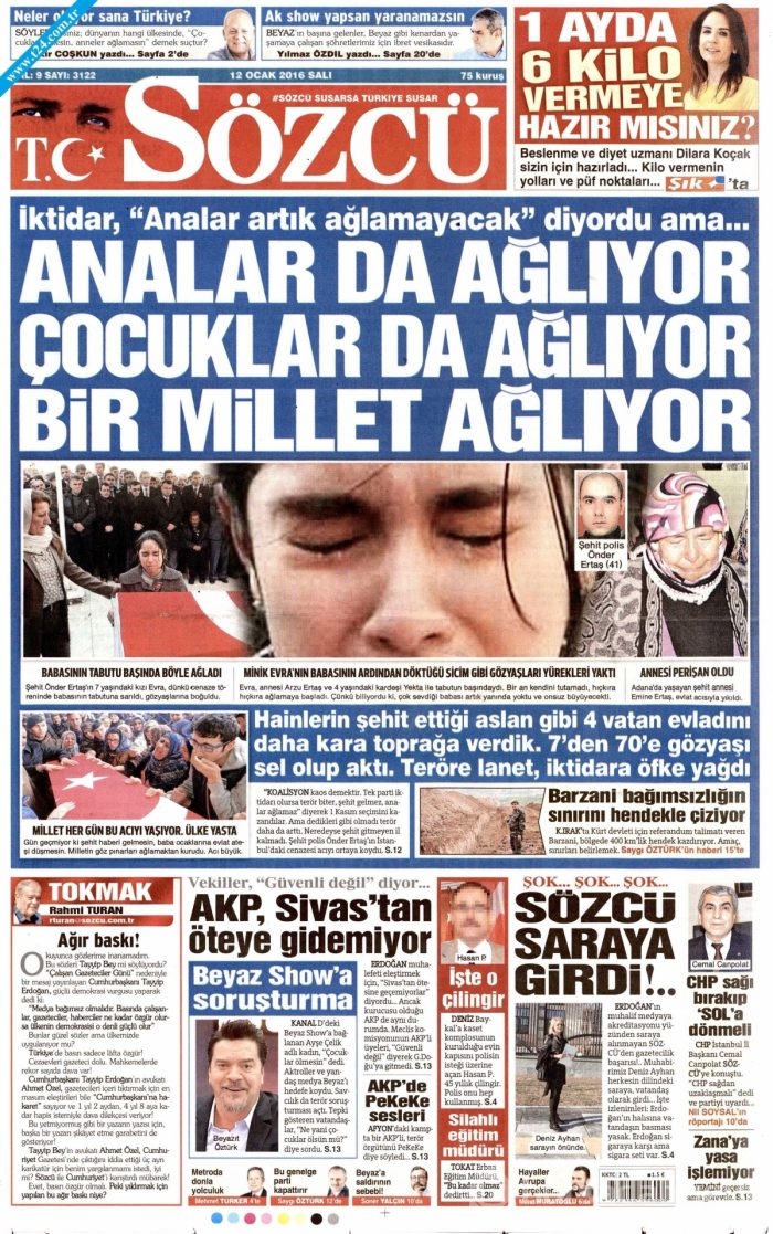 Gazete manşetleri (12 Ocak 2016)