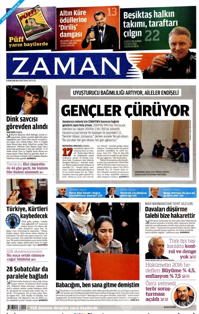 Gazete manşetleri (12 Ocak 2016)