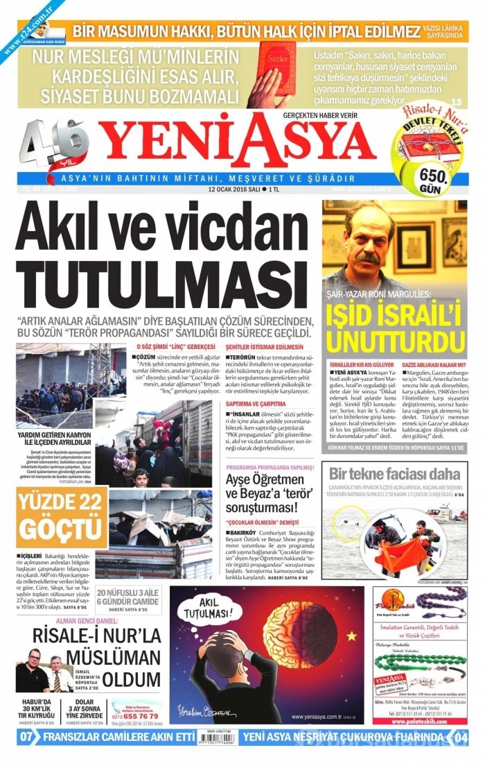 Gazete manşetleri (12 Ocak 2016)
