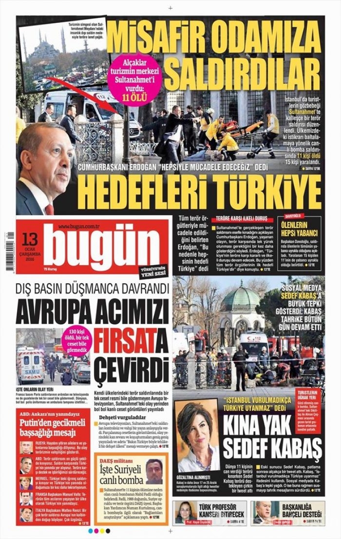 Günün gazete manşetleri  13 Ocak 2016