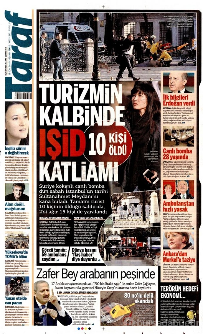 Günün gazete manşetleri  13 Ocak 2016
