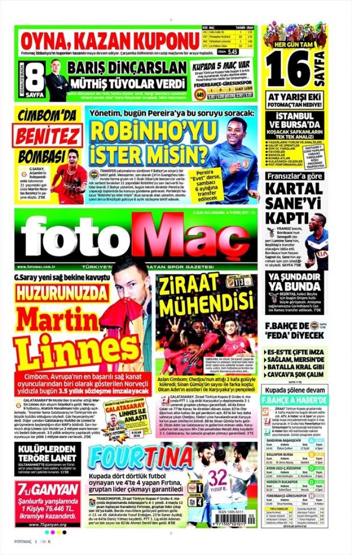Günün gazete manşetleri  13 Ocak 2016