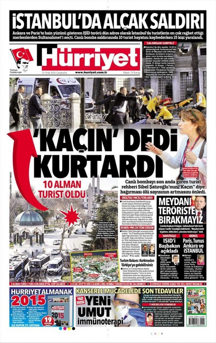 Günün gazete manşetleri  13 Ocak 2016