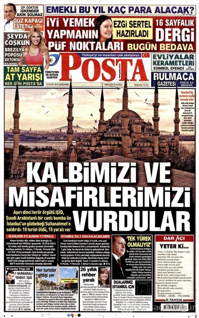 Günün gazete manşetleri  13 Ocak 2016