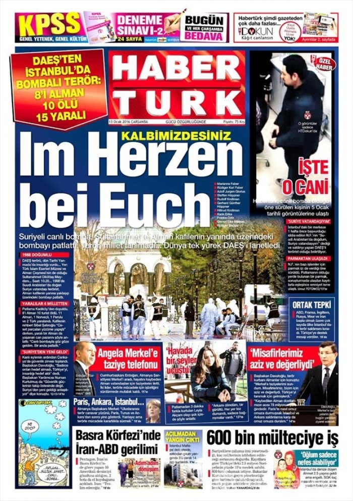 Günün gazete manşetleri  13 Ocak 2016