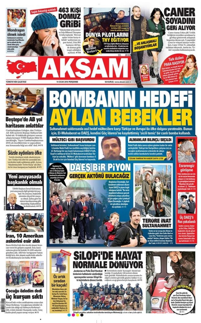 Günün gazete manşetleri 14 Ocak 2016