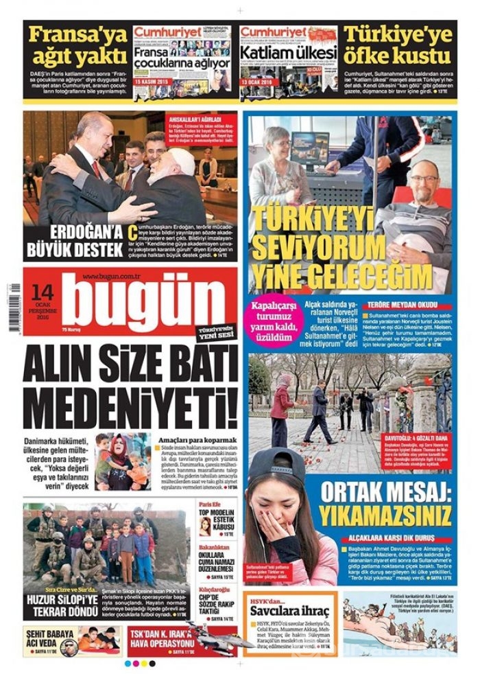 Günün gazete manşetleri 14 Ocak 2016