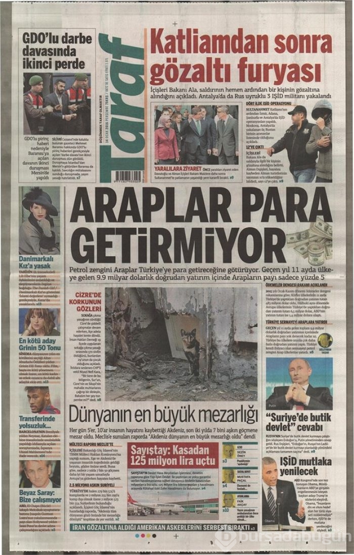 Günün gazete manşetleri 14 Ocak 2016