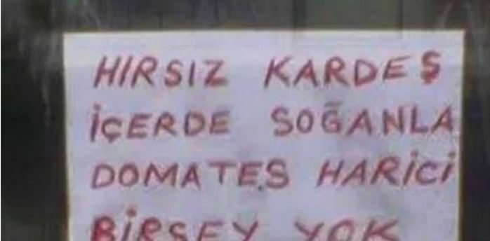 Yurdum insanından hırsızlara notlar
