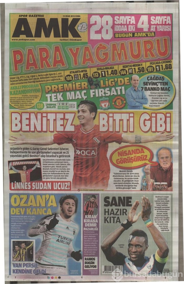 Günün gazete manşetleri  15 Ocak 2016