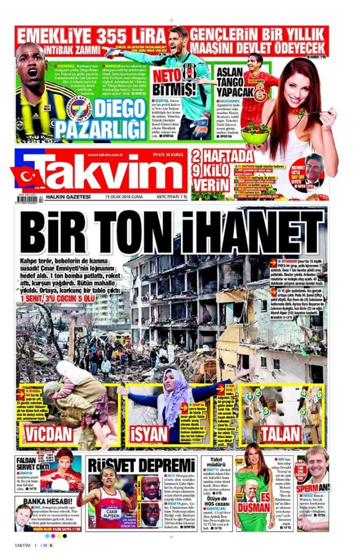 Günün gazete manşetleri  15 Ocak 2016
