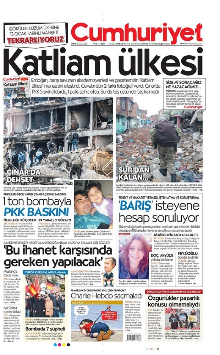 Günün gazete manşetleri  15 Ocak 2016