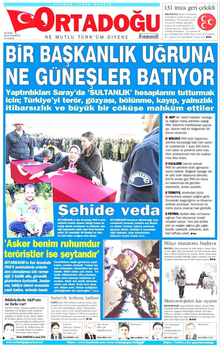 Gazete manşetleri (18 Ocak 2016)