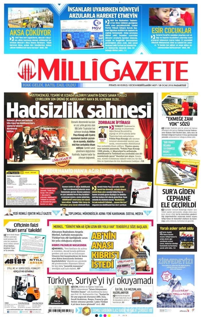 Gazete manşetleri (18 Ocak 2016)