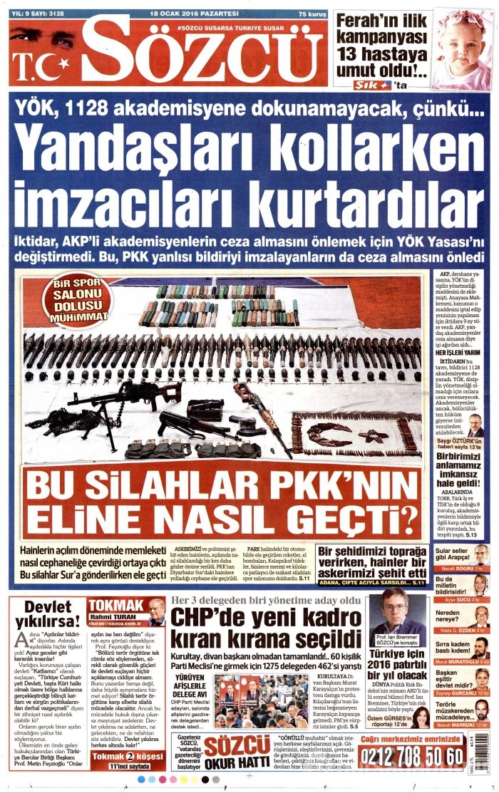 Gazete manşetleri (18 Ocak 2016)