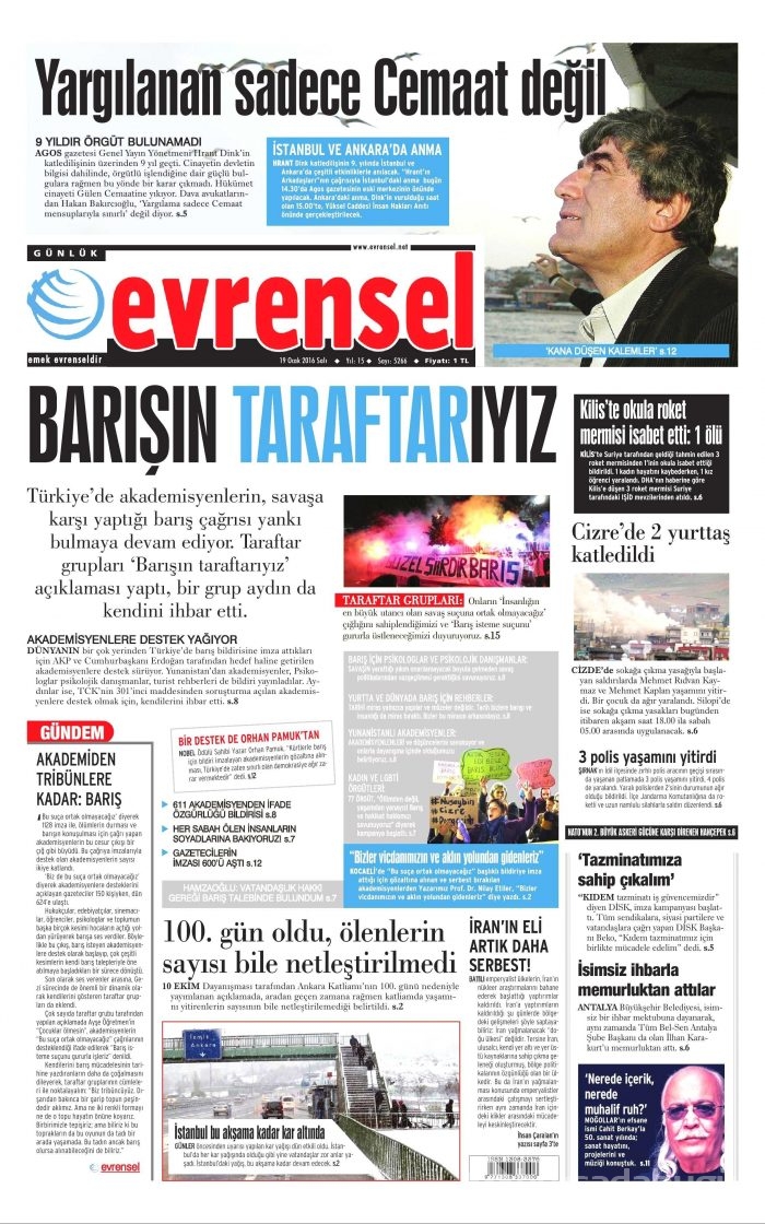 Gazete manşetleri (19 Ocak 2016)