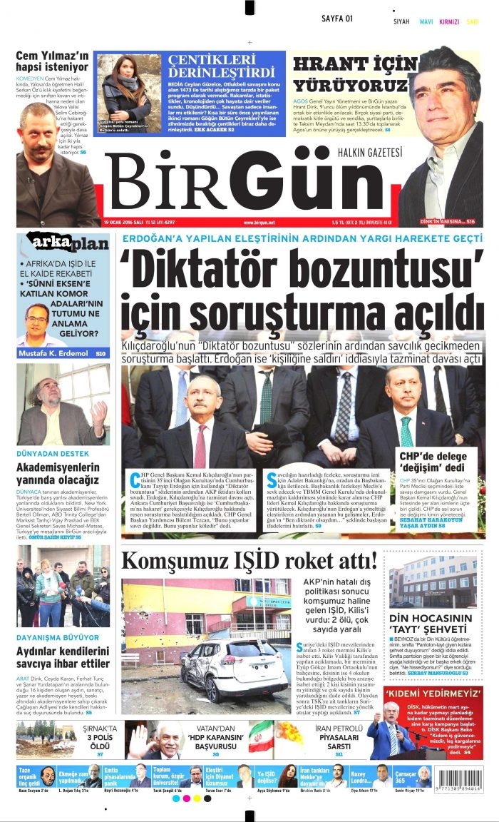 Gazete manşetleri (19 Ocak 2016)