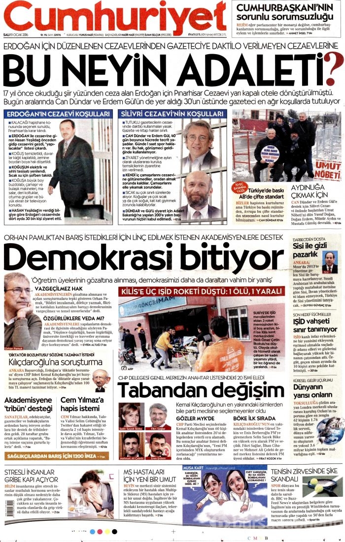 Gazete manşetleri (19 Ocak 2016)