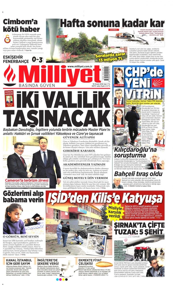 Gazete manşetleri (19 Ocak 2016)