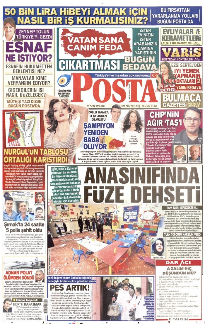 Gazete manşetleri (19 Ocak 2016)