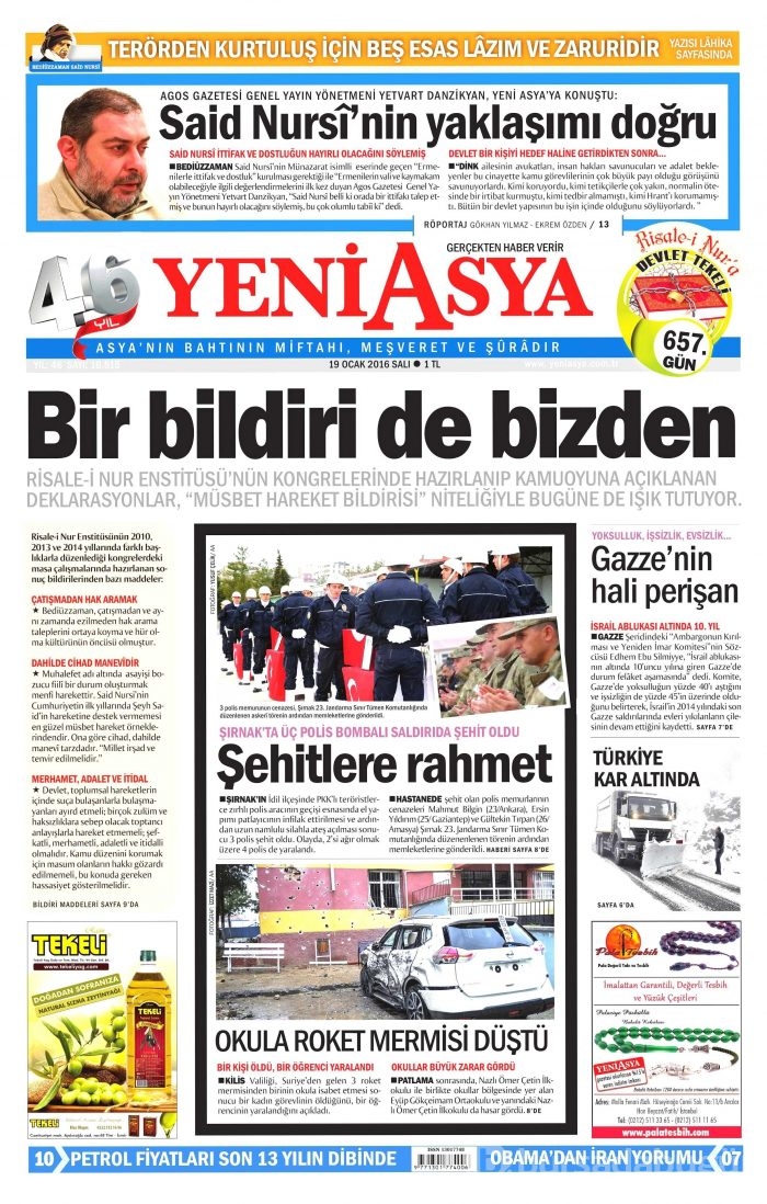 Gazete manşetleri (19 Ocak 2016)