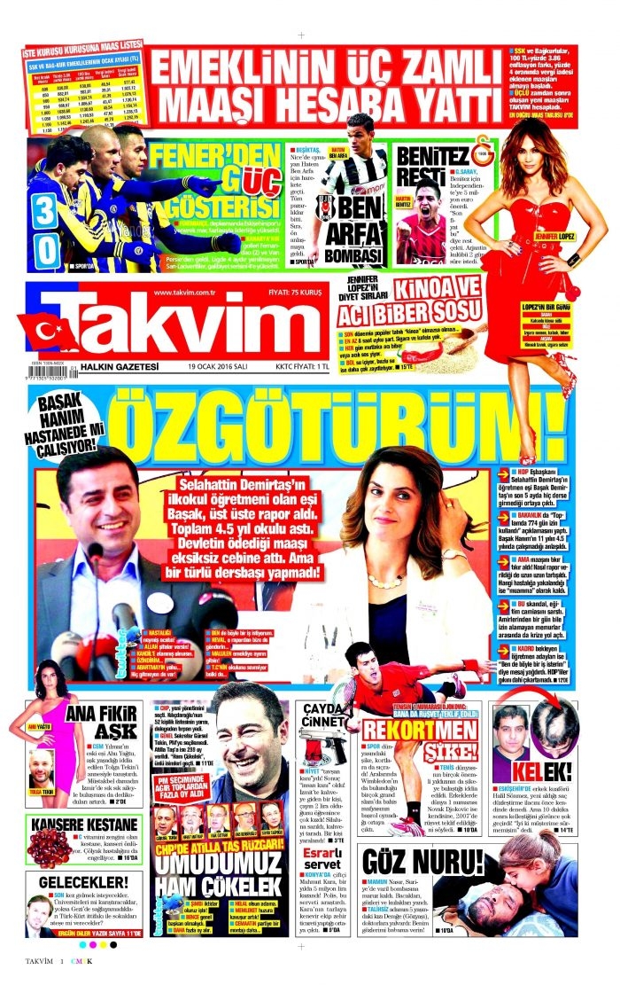 Gazete manşetleri (19 Ocak 2016)