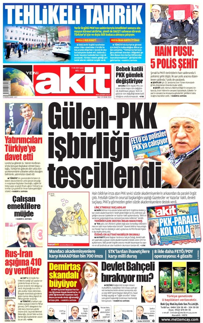 Gazete manşetleri (19 Ocak 2016)