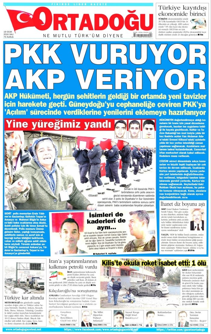 Gazete manşetleri (19 Ocak 2016)