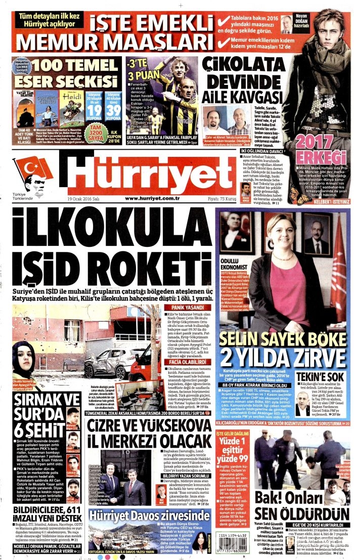 Gazete manşetleri (19 Ocak 2016)