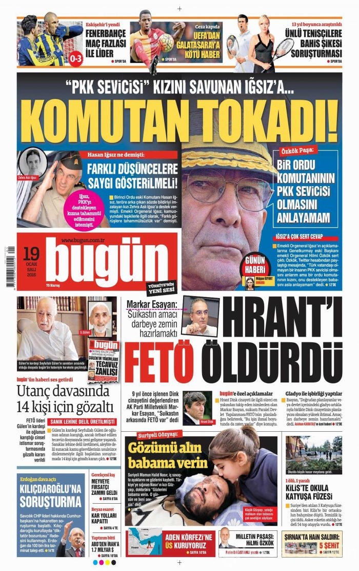 Gazete manşetleri (19 Ocak 2016)