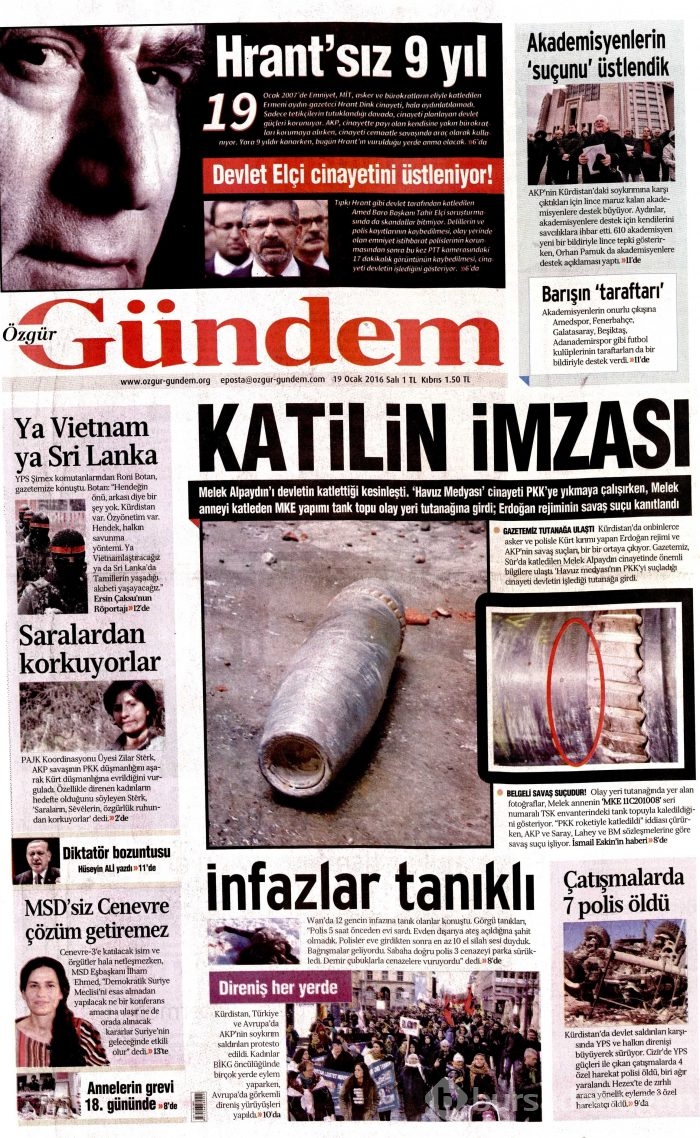 Gazete manşetleri (19 Ocak 2016)