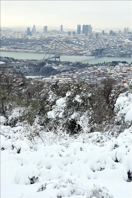 Çamlıca Tepesi'nden kar manzarası