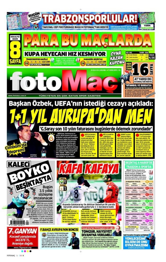 Günün gazete manşetleri - 20 Ocak 2016