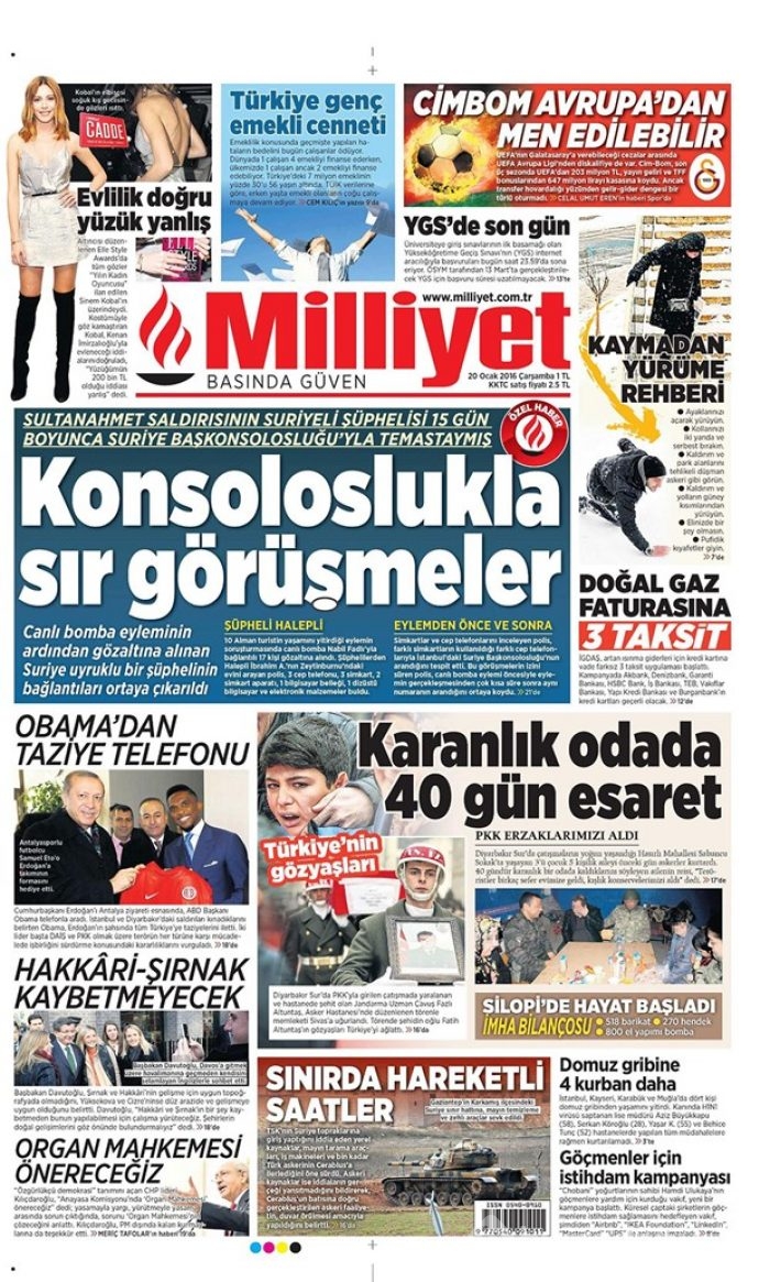 Günün gazete manşetleri - 20 Ocak 2016