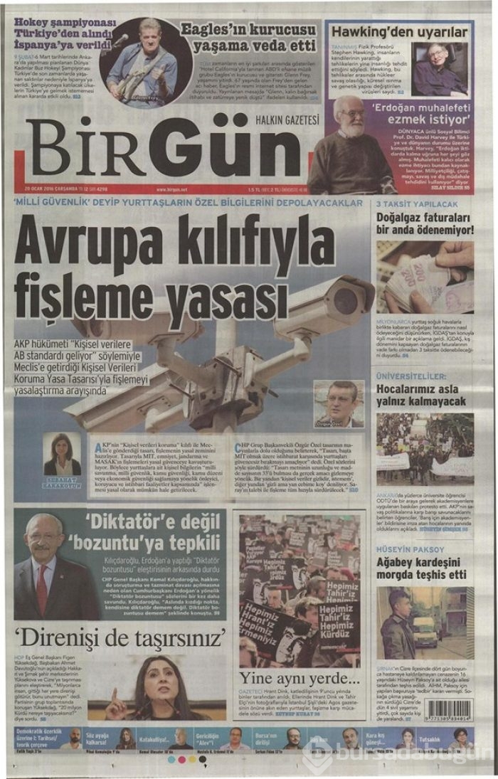 Günün gazete manşetleri - 20 Ocak 2016