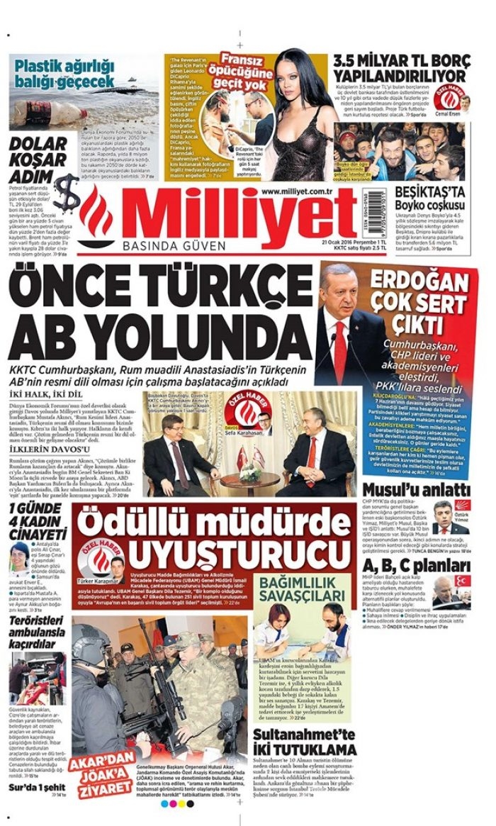 Günün gazete manşetleri - 21 Ocak 2016